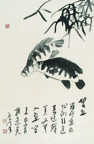 魏启后（1920-2009） 罗非鱼 立轴 设色纸本