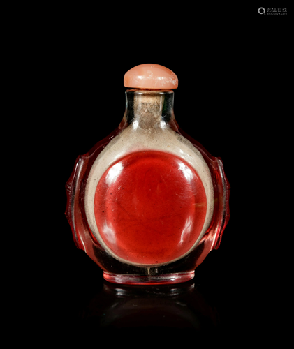 A Red Overlay Clear Glass Snuff Bottle