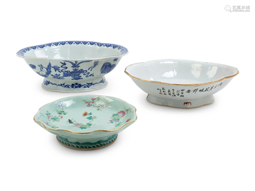 Three Chinese Porcelain Offering Plates