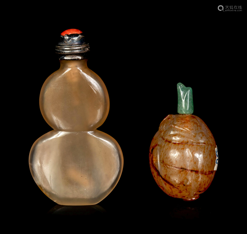 Two Chinese Agate Snuff Bottle