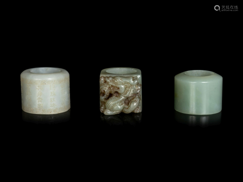 Three Chinese Celadon Jade Archer's Rings