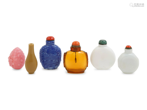 Six Chinese Glass Snuff Bottles