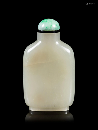 A Chinese White Jade Rectangular Snuff Bottle