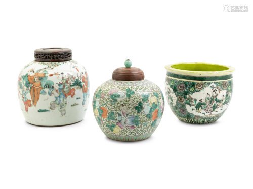 Three Chinese Enamelled Porcelain Jars