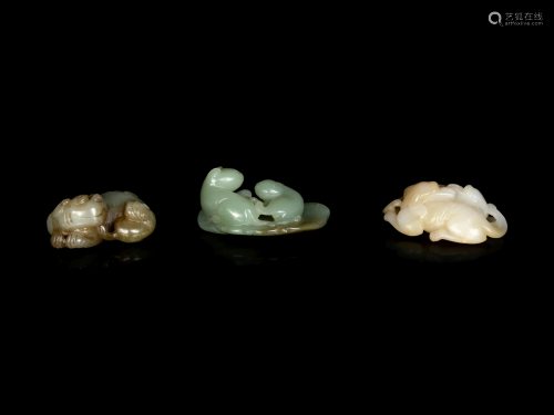 Three Chinese Jade Carvings of Beasts
