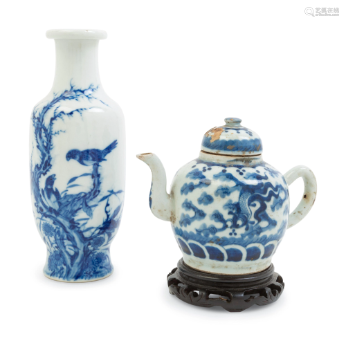 Two Chinese Blue and White Porcelain Articles