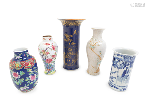 Five Chinese Porcelain Vases