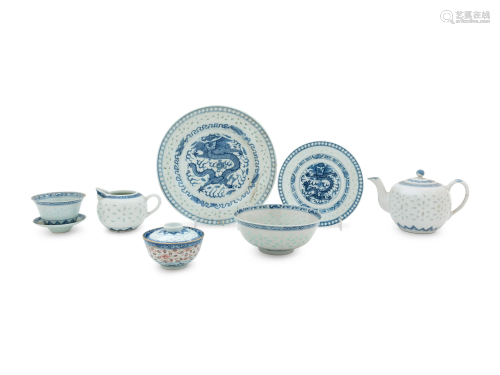 A Partial Set of Chinese Blue and White P…