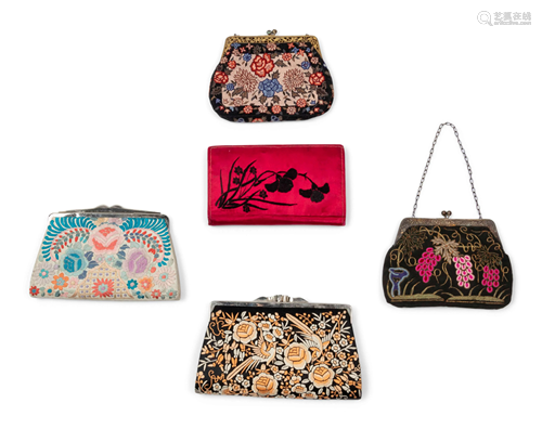 Five Chinese Silk Handbags