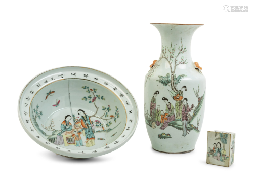 Three Chinese Famille Rose Porcelain 'Lad…