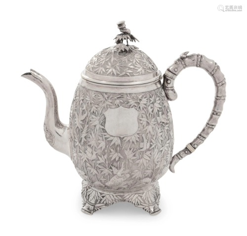 A Chinese Export Silver Teapot