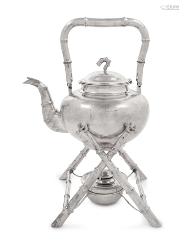 A Chinese Export Silver Teapot and Stand