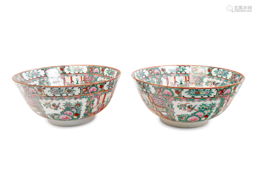 Five Chinese Export Rose Medallion Porcelain …