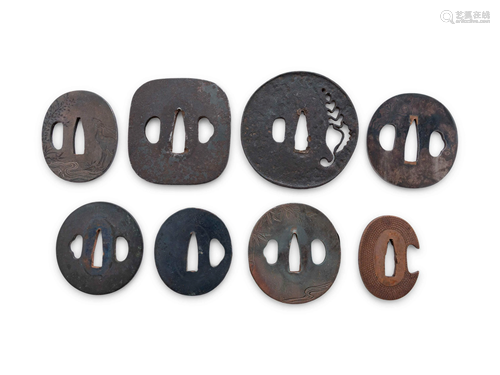 Seven Japanese Cast Iron Tsuba