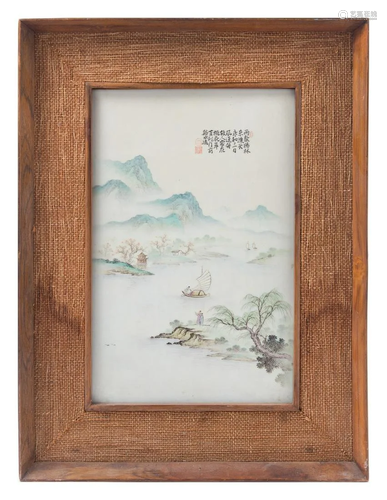 A Chinese Famille Rose Porcelain Wall Panel