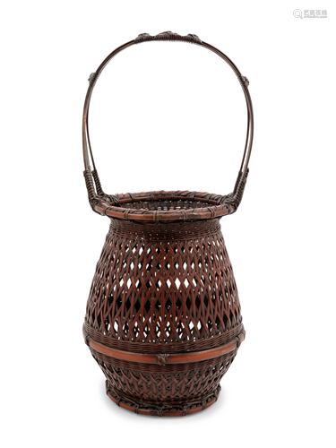 A Japanese Bamboo Flower Arranging Basket