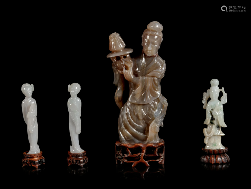 Four Chinese Hardstone Figures of Ladies