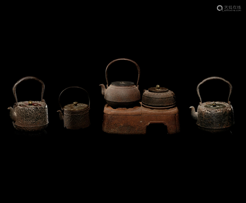 Five Japanese Cast Iron Tea Wares