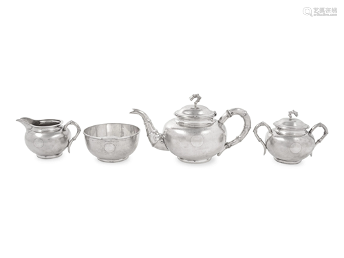 A Chinese Export Silver Tea Service