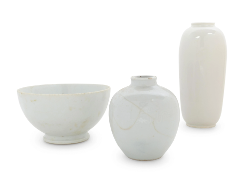 Three Chinese White Glazed Porcelain Articles