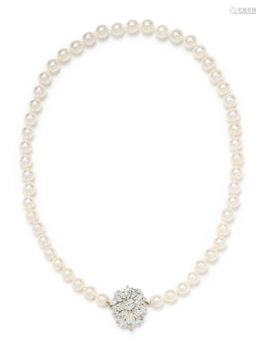 DIAMOND AND CULTURED PEARL NECKLACE