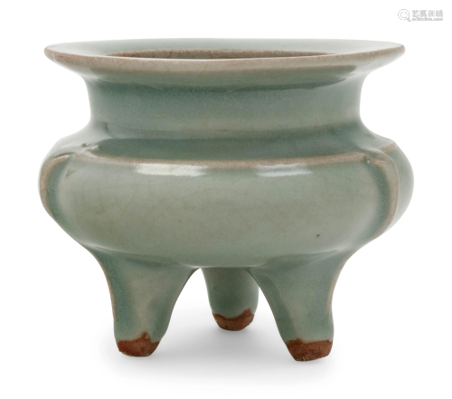 A Chinese Celadon Glazed Porcelain Tripod C…