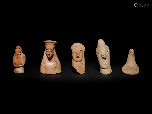 Five Terracotta Fragments Height of large…