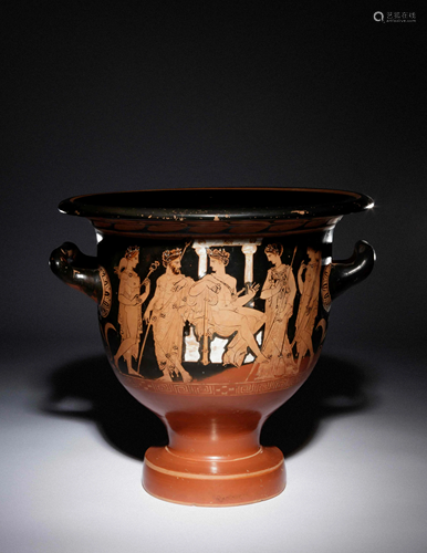 An Attic Red-Figured Krater Height 14 1/8 x w…