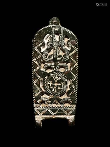 A Byzantine Bronze Belt Buckle with Monogra…