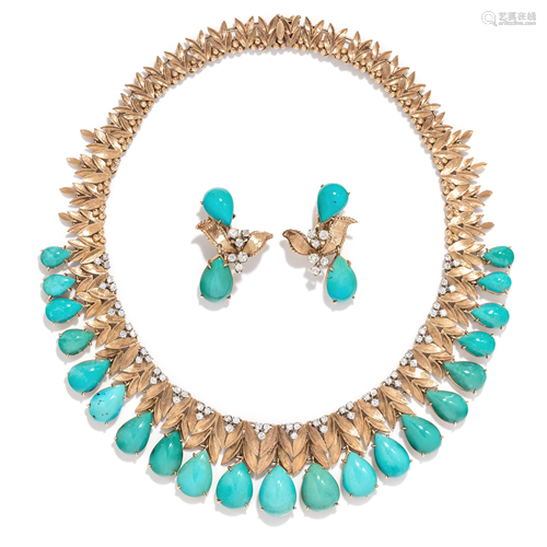 YELLOW GOLD, TURQUOISE AND DIAMO…