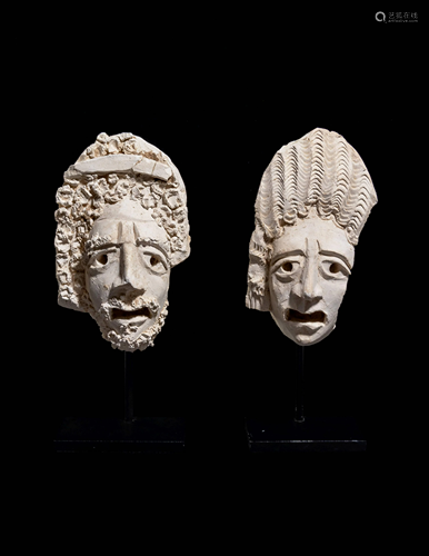 Two Palmyrene Stucco Masks Height of e…