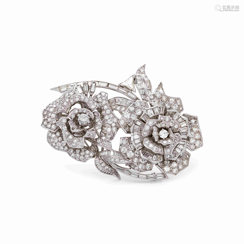 DIAMOND ROSE CONVERTIBLE BROOCH