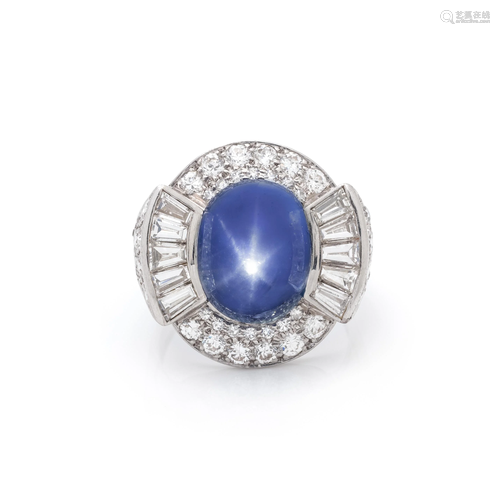 STAR SAPPHIRE AND DIAMOND RING