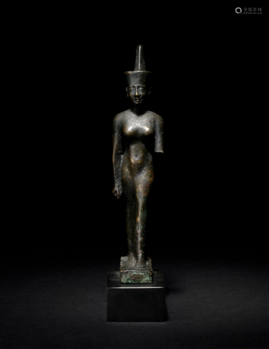 An Egyptian Bronze Striding Neith Height 5 7/…