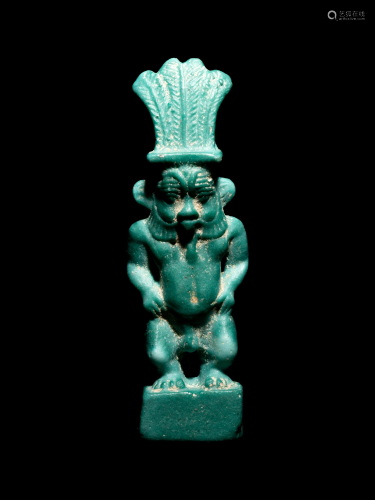 An Egyptian Faience Amulet of Bes Height 2 7/…