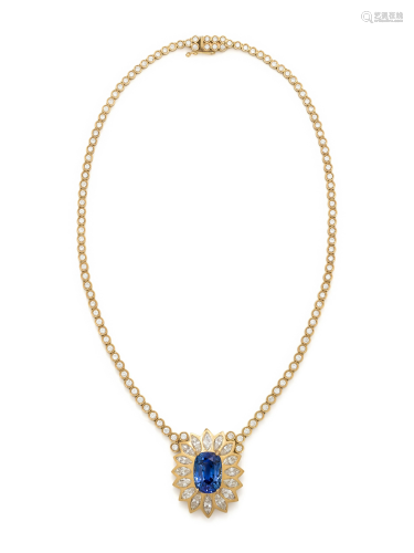 SAPPHIRE AND DIAMOND NECKLACE