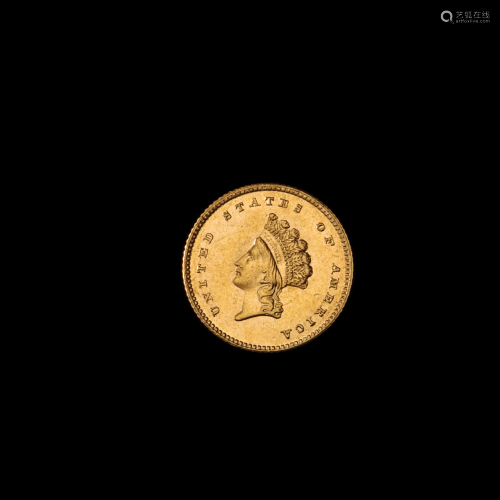 An 1854 Liberty Head: Type 2 $1 Gold Coin