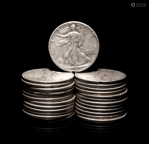 A Group of Twenty Walking Liberty 50c Coins