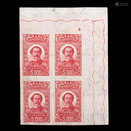 BRAZIL. Airmail. 1929, 5,000r, Carmine (#…