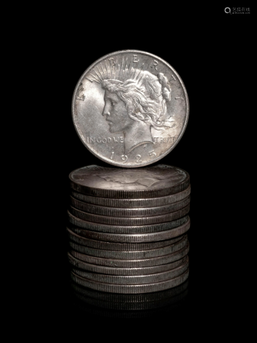 A Group of Thirteen Peace $1 Coins