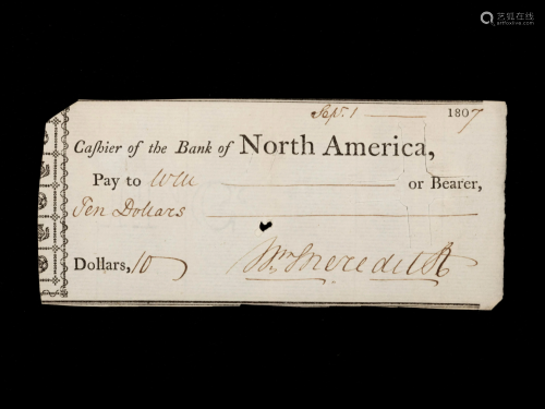 A William Meredith (1799-1873) Signed Bank …