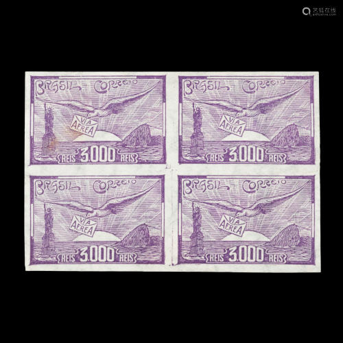 BRAZIL. Airmail. 1929, 3,000r, Violet (#C2…