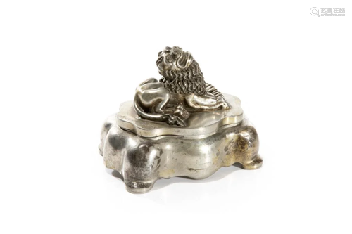 PEWTER FIGURAL INKWELL