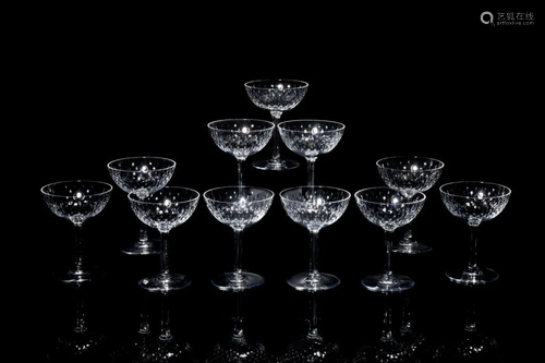 SET OF ELEVEN BACCARAT CHAMPAGNE …