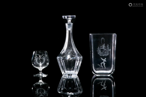 ORREFORS GLASS VASE & DECANTER