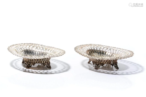 PAIR OF AMERICAN SILVER OVAL BASKETS, 58…