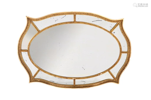 ANTIQUE GILTWOOD OVAL MIRROR