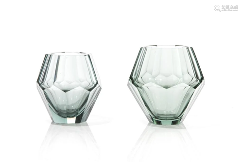 TWO DUTCH ART GLASS VASES