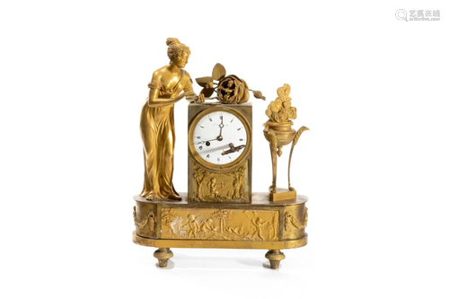 19TH C ITALIAN GILT BRONZE MANTEL CLOCK