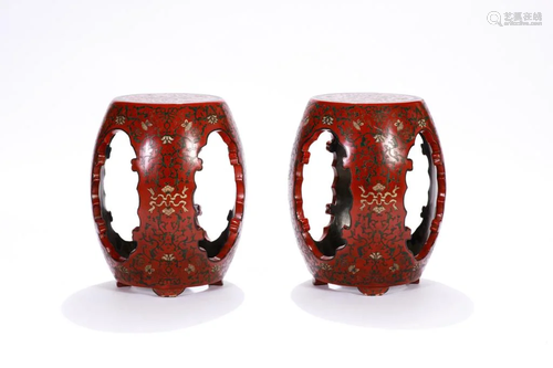 PAIR OF CHINESE LACQUER GARDEN STOOLS